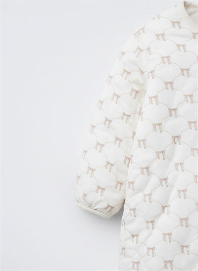 Unisex Çocuk Pamuklu Beyaz Fiyonk Desenli Uyku Tulum - Fermuarlı