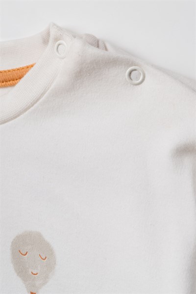 Unisex Bebek Pamuklu Ekru Hardal Sweatshirt Eşofman Takım
