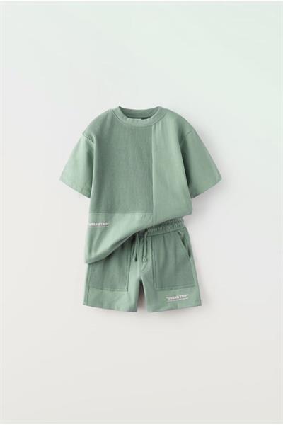 Erkek Çocuk Gofre Urban Trip Blok Desenli Pamuklu Alt-Üst Takım