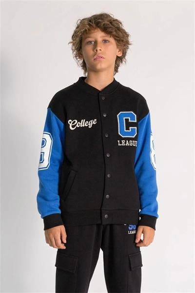 Erkek Çocuk Pamuklu Kışlık 3 İplik Şardonlu Kolej Ceket
