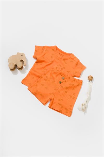 Unisex Bebek Pamuklu  Mini Fil Desenli T-shirt ve Şort Takım