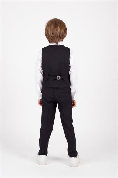 Siyah Çocuk Takım Elbise Şık Tasarım Papyonlu Yelekli Smokin