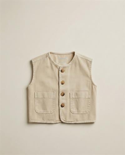 Unisex Çocuk Bej Yelek ve Pantolon Takım