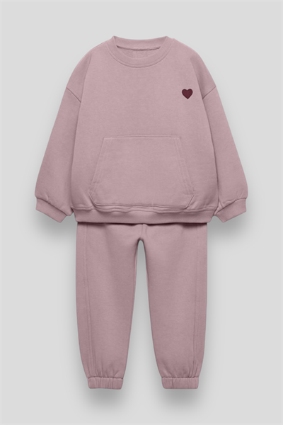 İşlemeli Pamuklu Sweatshirt Jogger Eşofman Alt-Üst Takım