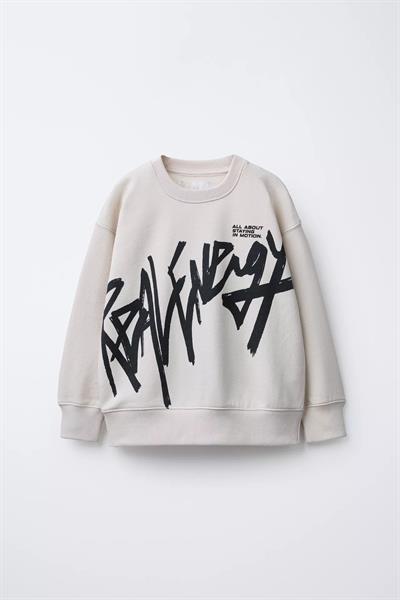Erkek Çocuk Pamuklu Graffiti Baskılı Sweatshirt ve Eşofman Alt Takım