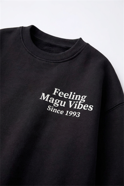 Çocuk Pamuklu Minimal Yazı Baskılı Siyah Sweatshirt