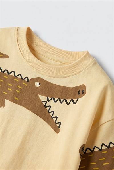 Erkek Çocuk Pamuklu Timsah Desenli T-Shirt Şort Takım