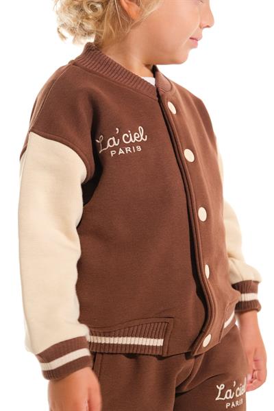 Kışlık Kahverengi Pamuklu Kolej Ceket Eşofman Alt-Üst Takım Erkek Çocuk