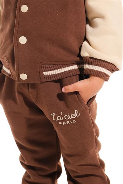 Kışlık Kahverengi Pamuklu Kolej Ceket Eşofman Alt-Üst Takım Erkek Çocuk