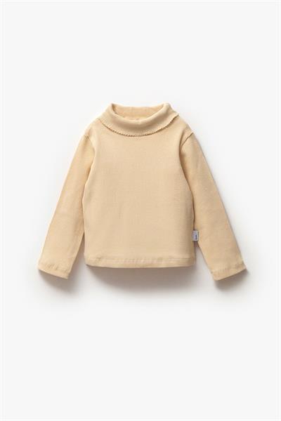 Kız Çocuk Pamuklu Kışlık Uzun Kollu Basic Balıkçı Yaka Body Sweatshirt