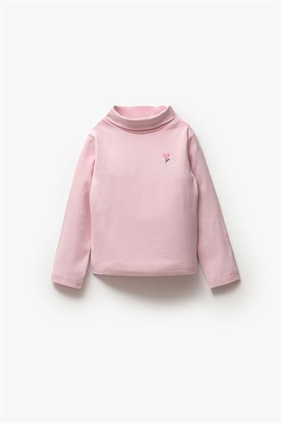 Kız Çocuk Pamuklu Kışlık Uzun Kollu Basic Balıkçı Yaka Body Sweatshirt