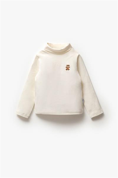 Kız Çocuk Pamuklu Kışlık Uzun Kollu Basic Balıkçı Yaka Body Sweatshirt