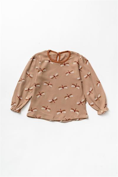 Kız Çocuk Pamuklu Yusufçuk Desenli Body Sweatshirt