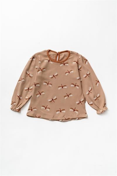 Kız Çocuk Pamuklu Yusufçuk Desenli Body Sweatshirt