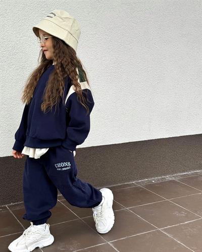 Unisex Çocuk Kışlık Chons Sloganlı Pamuklu Sweatshirt Eşofman Alt-Üst Takım