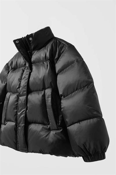 Unisex Çocuk Siyah Kuş Tüyü Şişme Mont