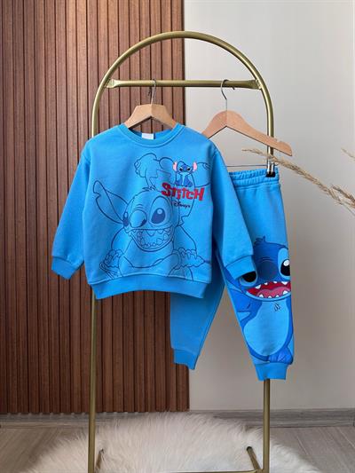 Unisex Çocuk stitch Kışlık 3 iplik Pamuklu Sweatshirt Eşofman Alt-Üst Takım
