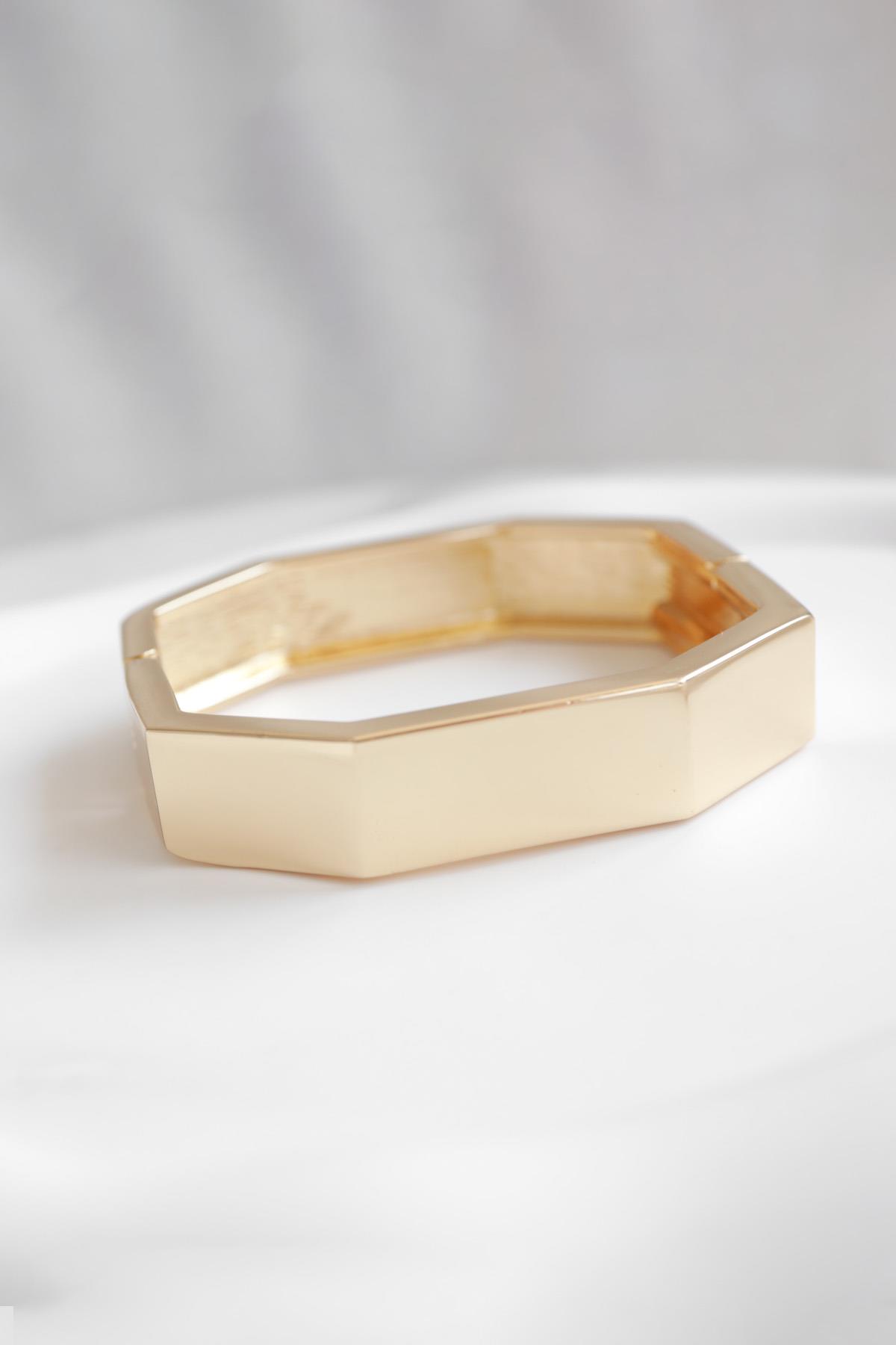 Geometrik Gold Çelik Bileklik