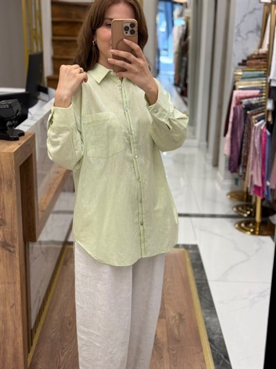  OVERSIZE KETEN  GÖMLEK 