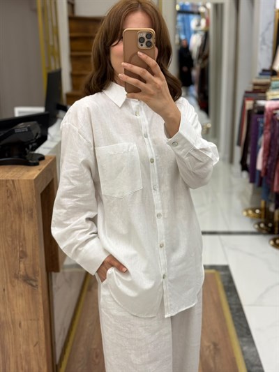  OVERSIZE KETEN  GÖMLEK 