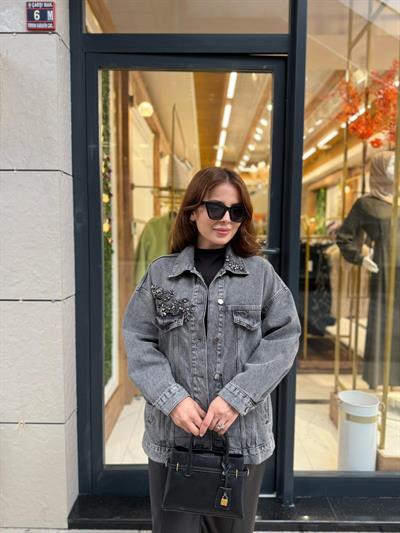CEPLERİ TAŞLI JEAN CEKET