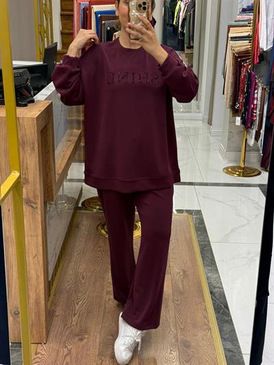 KARIŞIK TAŞ YAZILI PANTOLONLU TAKIM