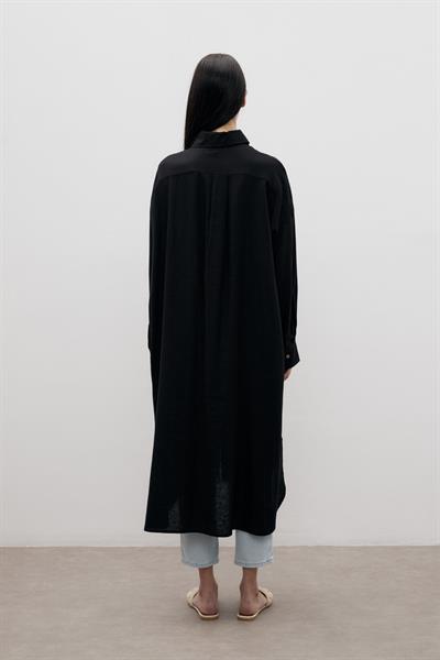 KETEN UZUN GÖMLEK-SİYAH