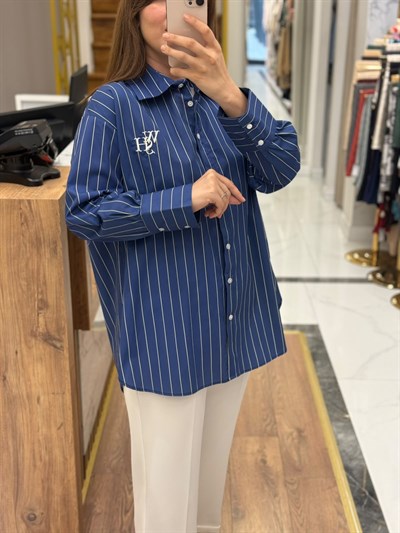 MRW- LACİVERT OLD RETRO GÖMLEK