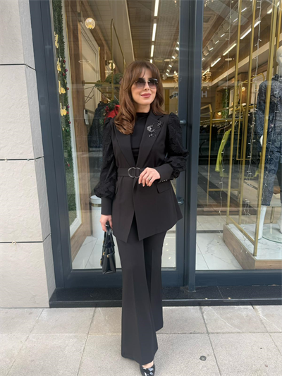 MY312- KOLU DANTELLİ PANTOLONLU TAKIM