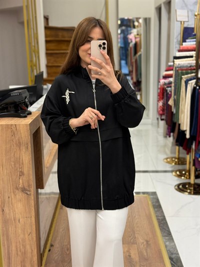 NUSS - OMZU TAŞ DETAYLI BOMBER CEKET