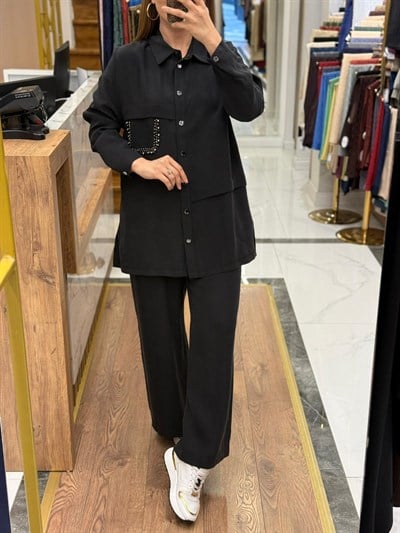 NUSS - TAŞ DETAYLI TENCEL TAKIM