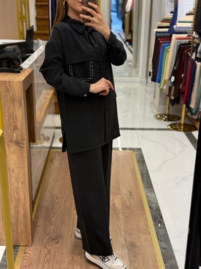 NUSS - TAŞ DETAYLI TENCEL TAKIM