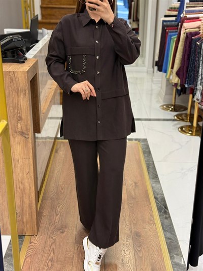 NUSS - TAŞ DETAYLI TENCEL TAKIM