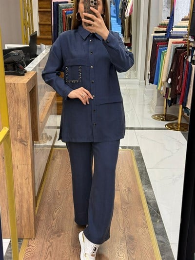 NUSS - TAŞ DETAYLI TENCEL TAKIM
