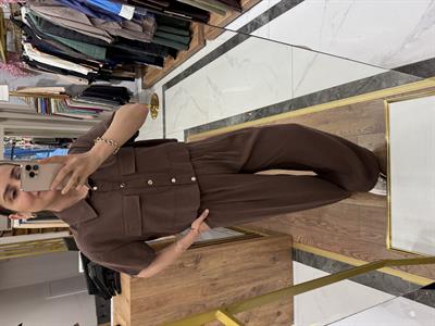 TENCEL CROP GÖMLEKLİ TAKIM KAHVE