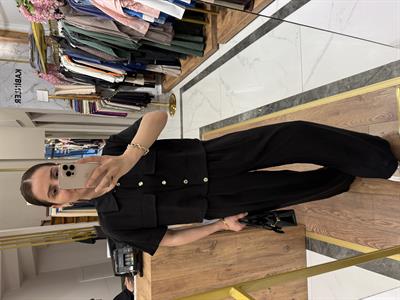 TENCEL CROP GÖMLEKLİ TAKIM SİYAH