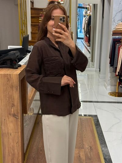 TENCEL GÖMLEK-KAHVE