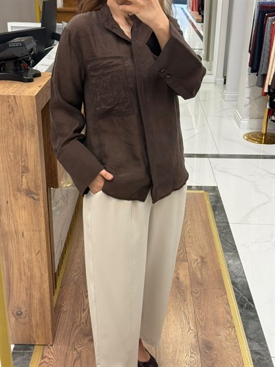 TENCEL GÖMLEK-KAHVE