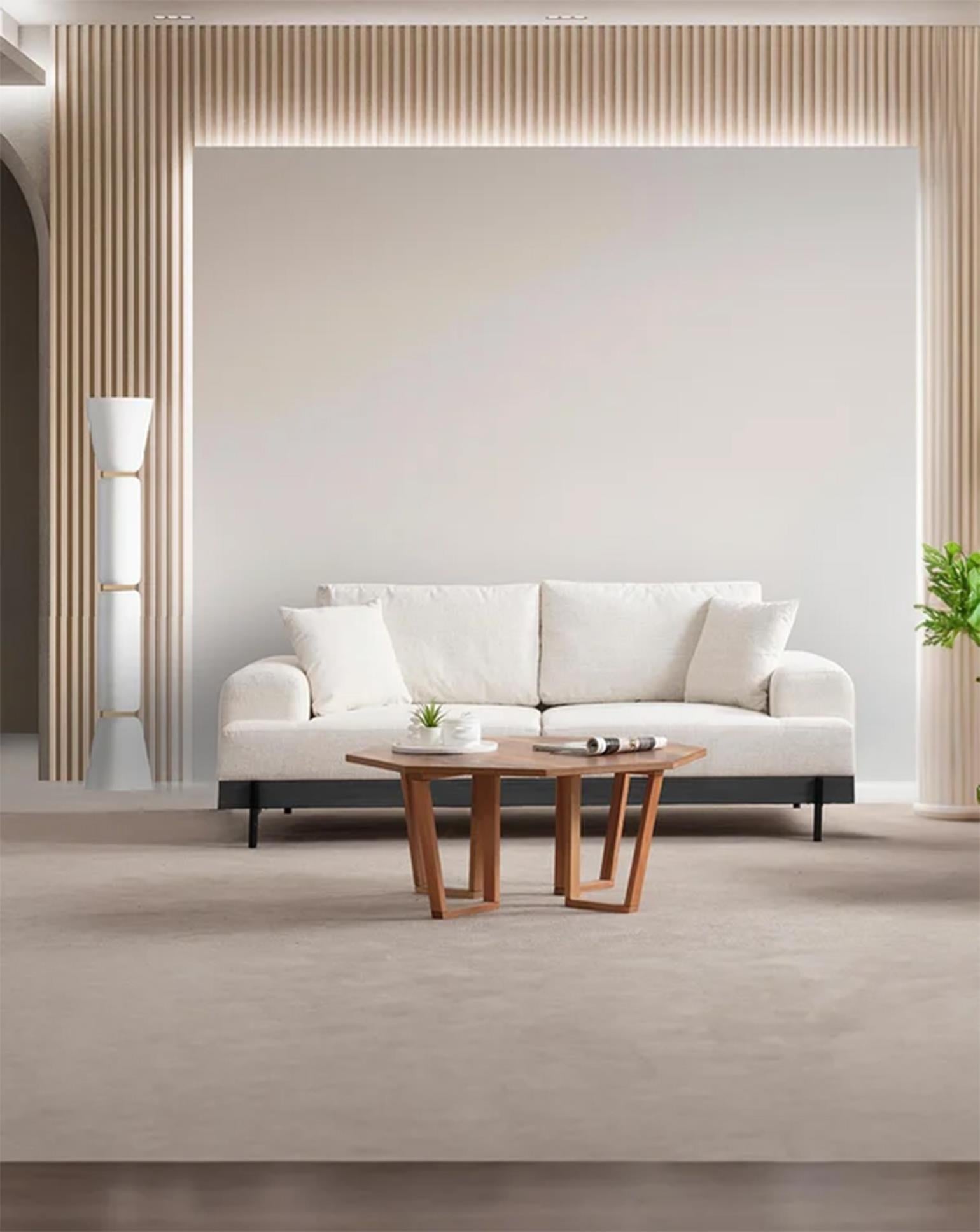 Eti Beyaz Üçlü Koltuk