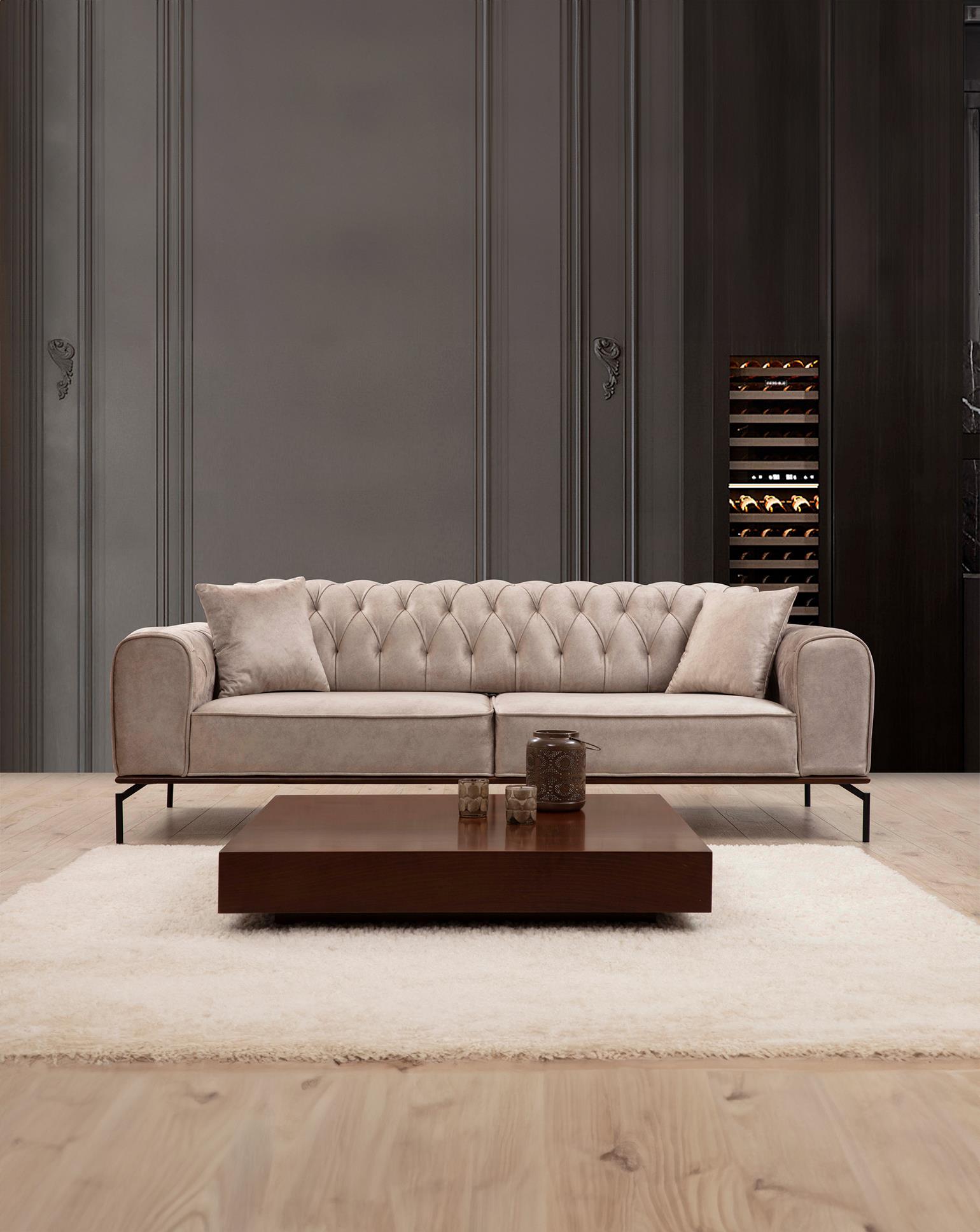 Siesta Yataklı Kapitoneli Üçlü Koltuk