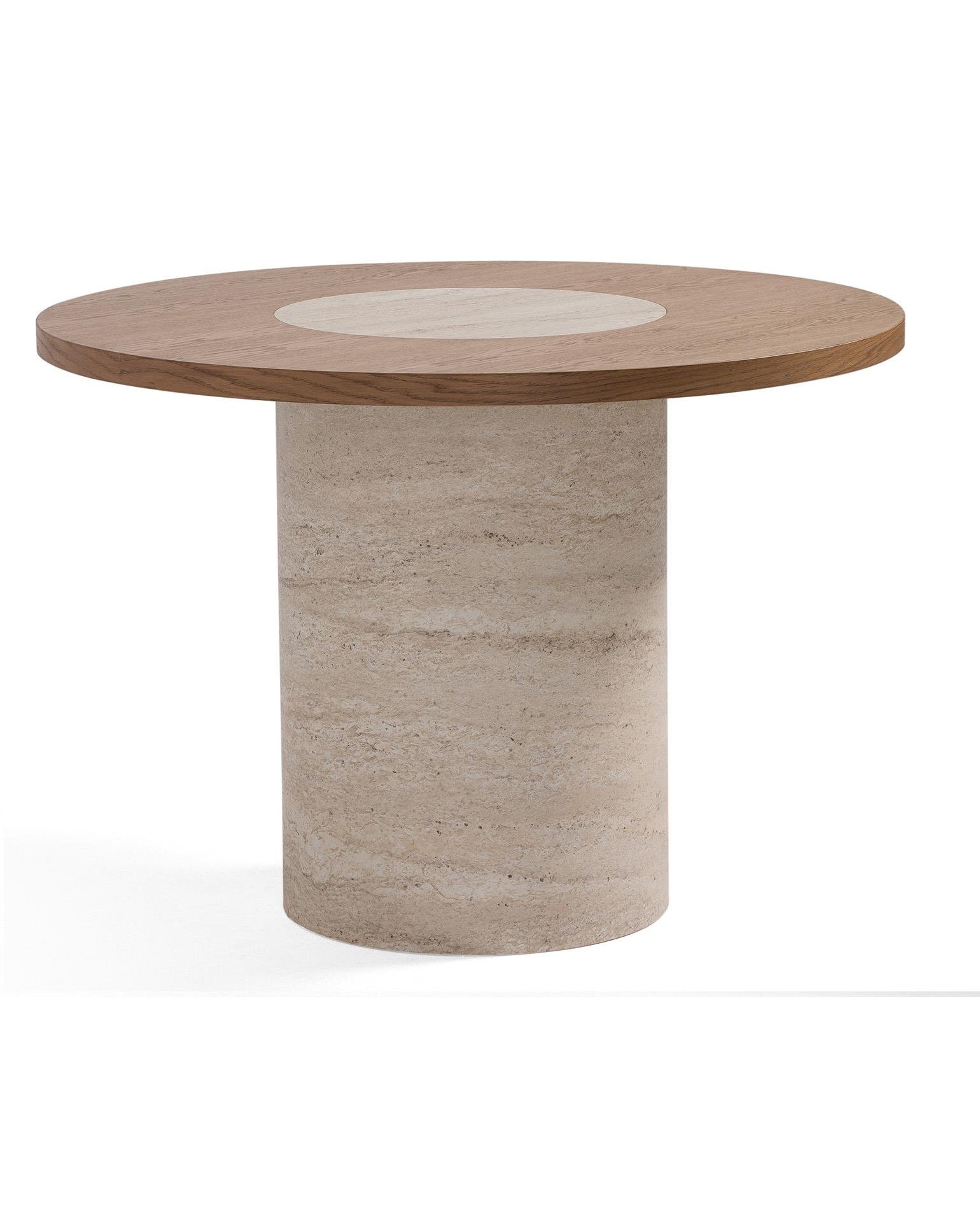 Traverten Meşe Masa 