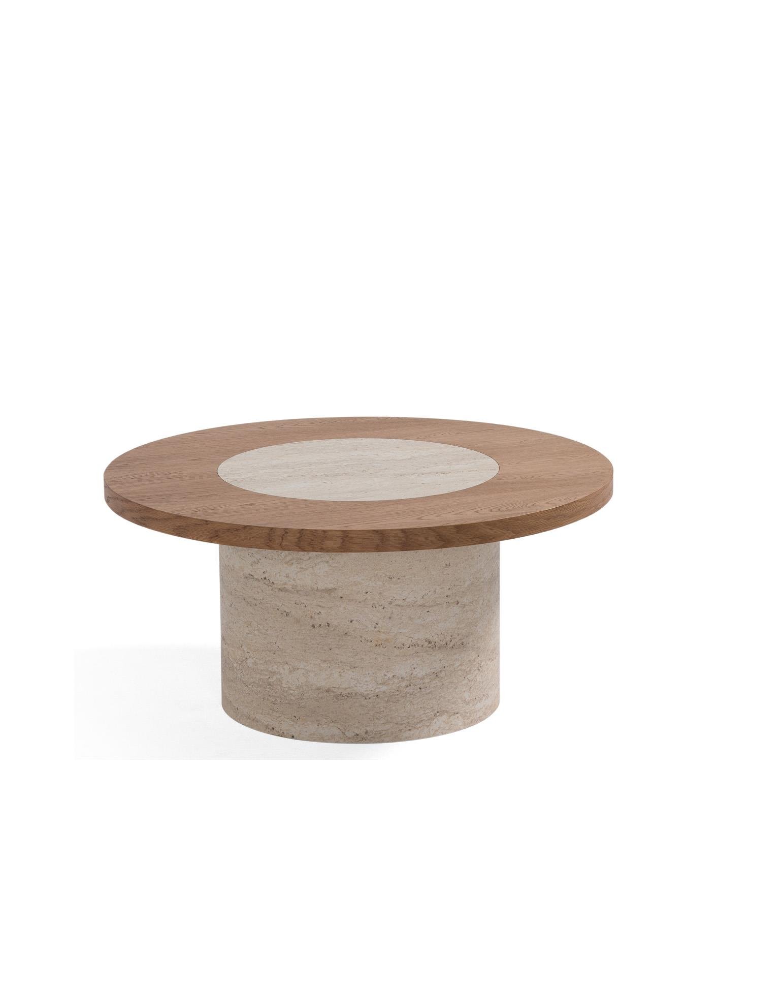 Traverten Meşe Orta Sehpa