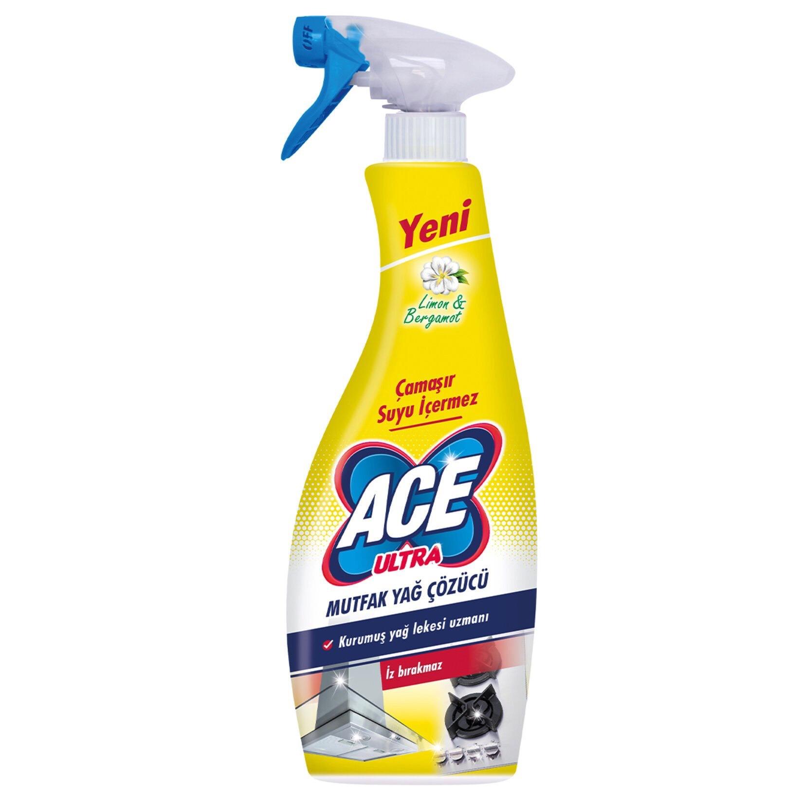 Ace Çamaşır Susuz Yağ Çözücü Sprey Mutfak 700Ml