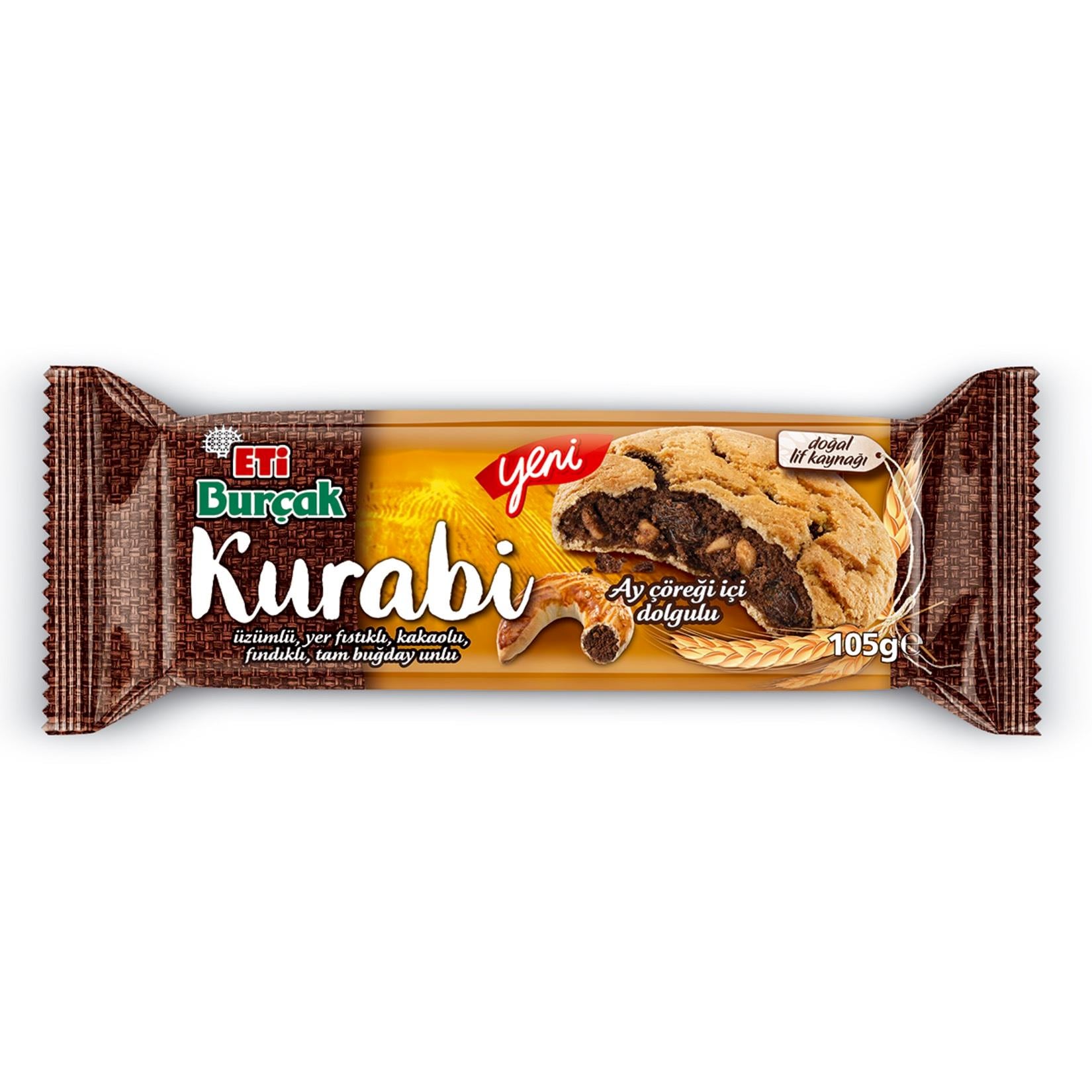 Eti Burçak Ay Çöreği İçi Dolgulu Tam Buğday Unlu Kurabiye 105 g