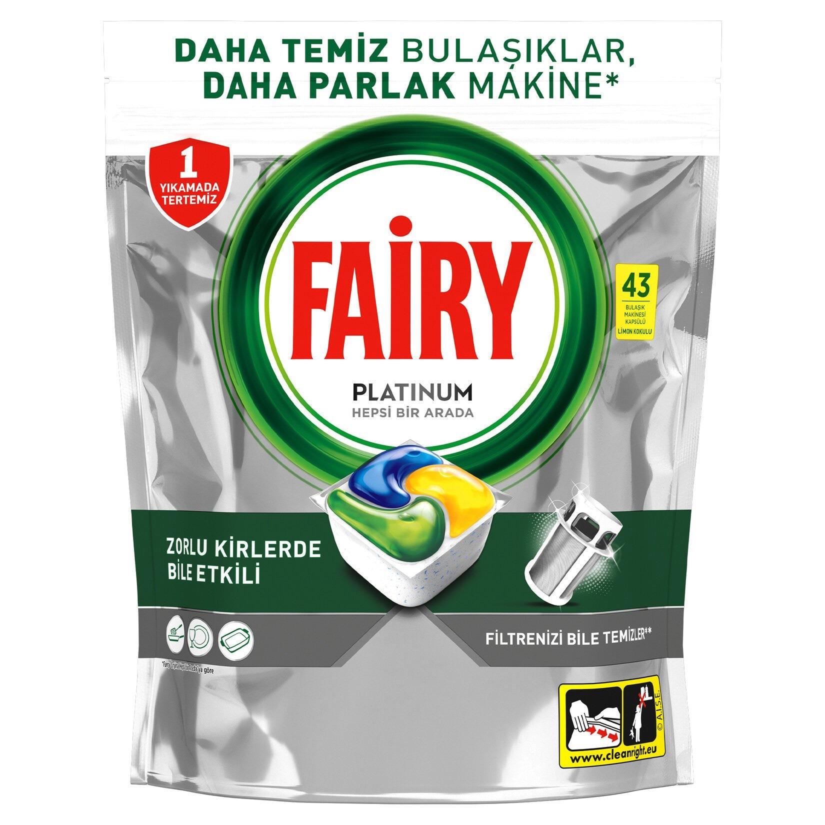 Fairy Platinum 43 Yıkama Bulaşık Makinesi Deterjanı Kapsülü Limon Kokulu