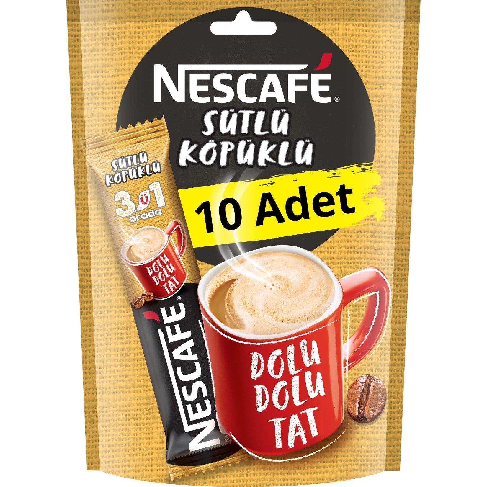 Nescafé 3'ü 1 Arada Sütlü Köpüklü 17.4 G x 10'lu Paket