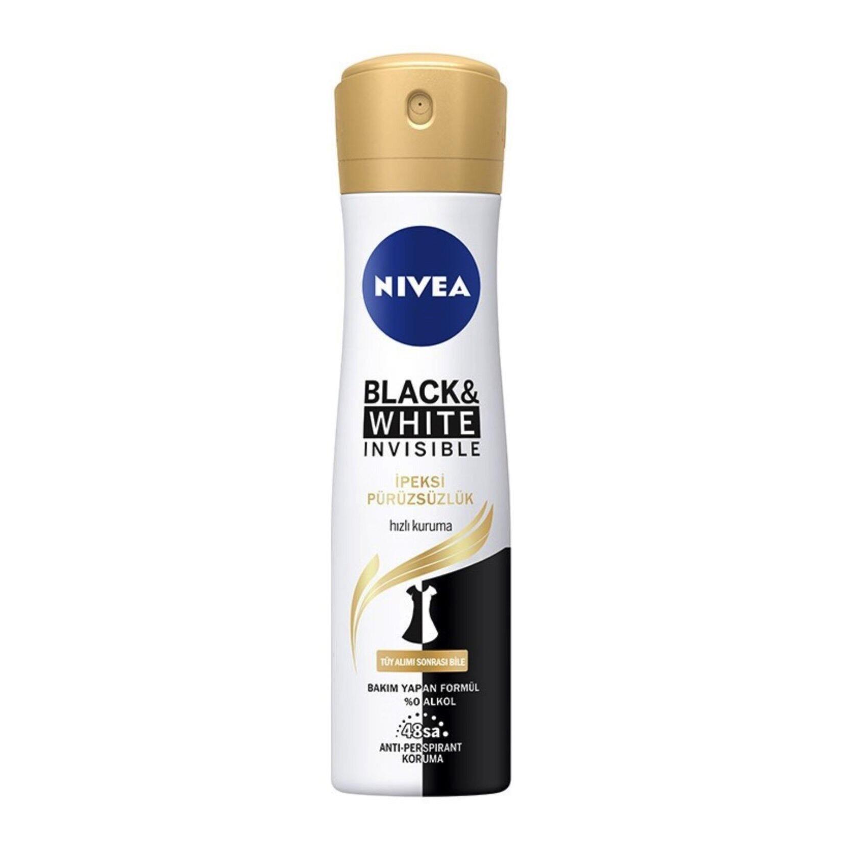 NIVEA Kadın Sprey Deodorant Black&White Invisible İpeksi Pürüzsüzlük 150 ml