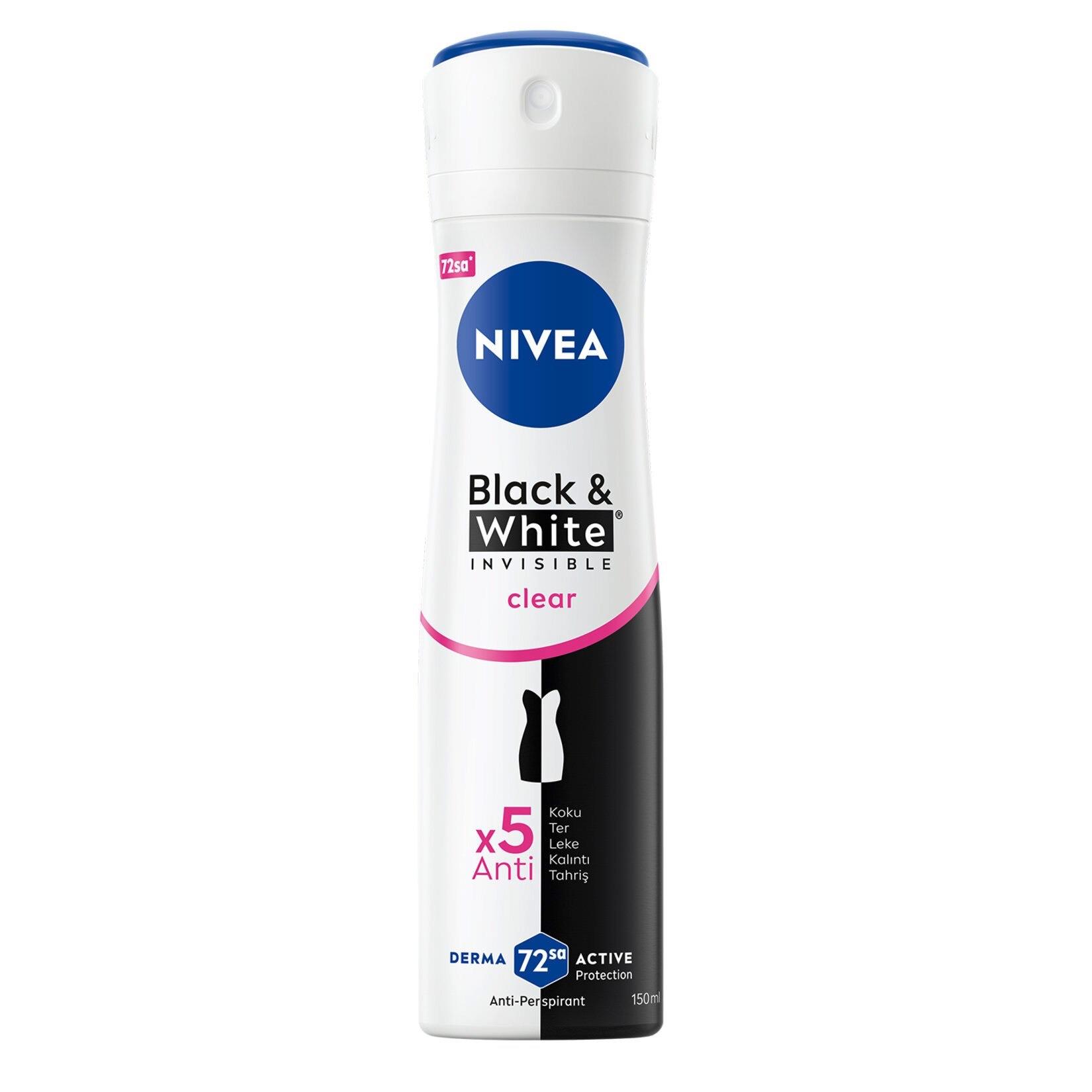 NIVEA Kadın Sprey Deodorant Black&White Clear 72 Saat Anti-perspirant 150ml