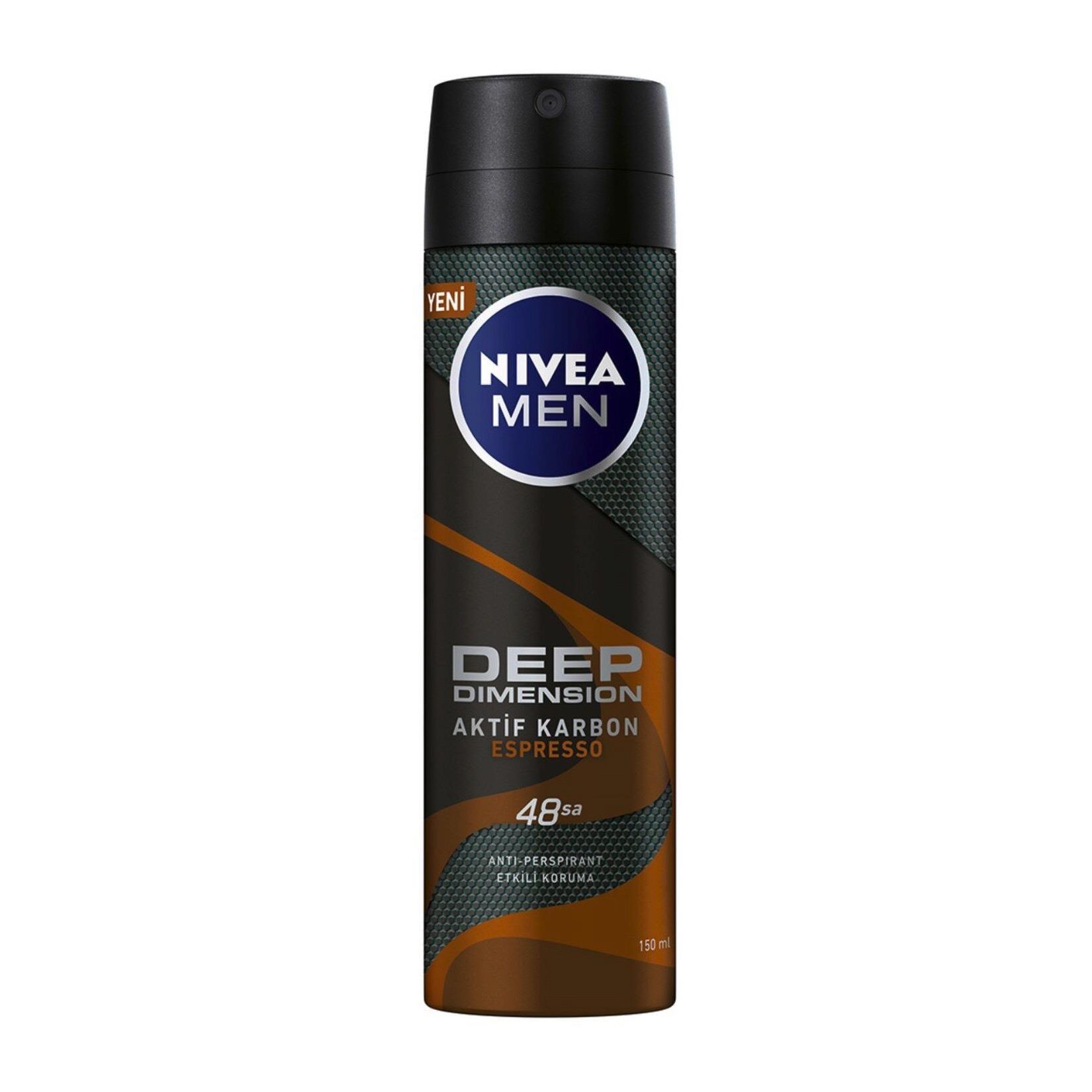 NIVEA Men Erkek Sprey Deodorant Deep Dimension Espresso 48 Saat Anti-perspirant Koruma 150ml