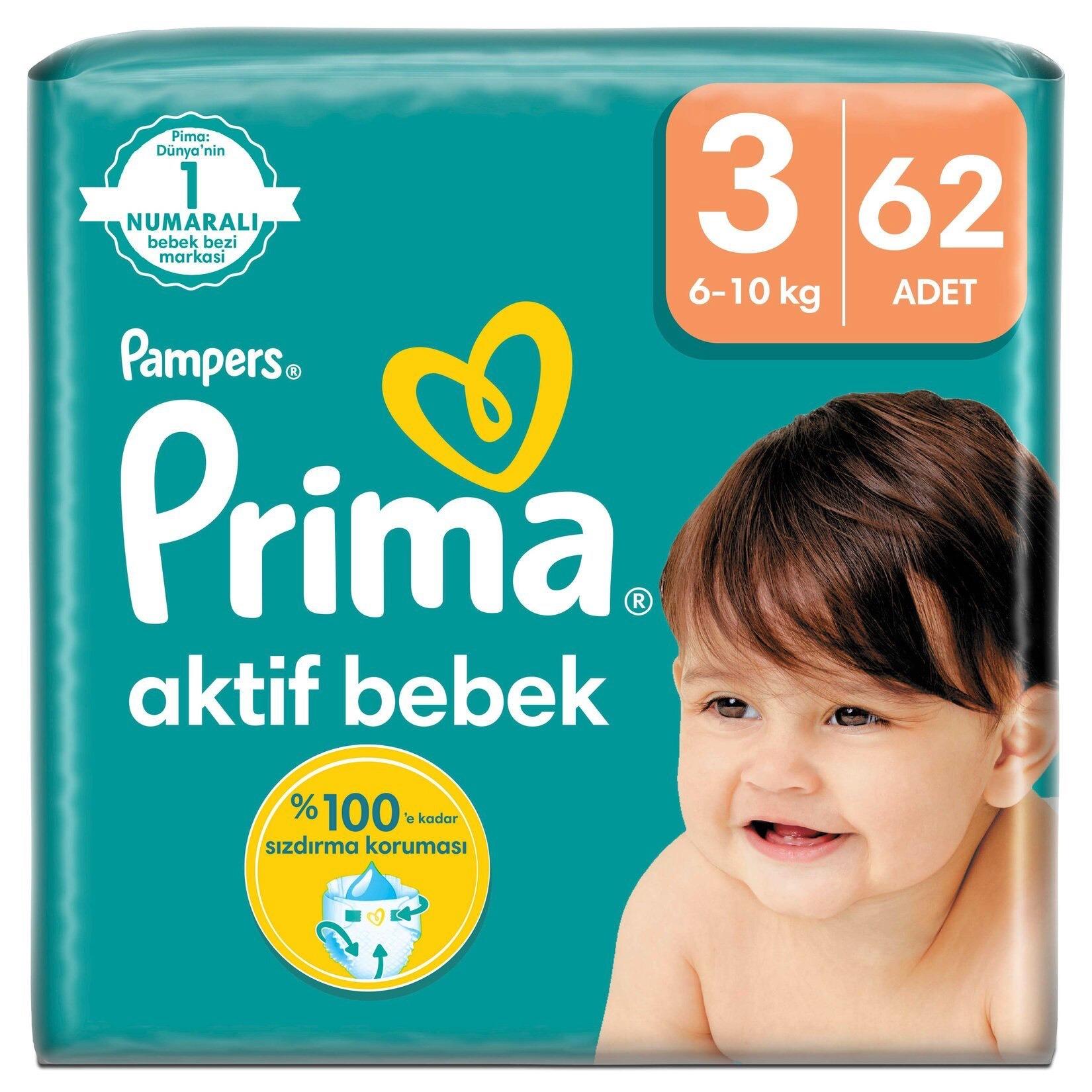 Prima Aktif Bebek Ekonomik Paket 3 Beden 6-10 Kg 62 Adet